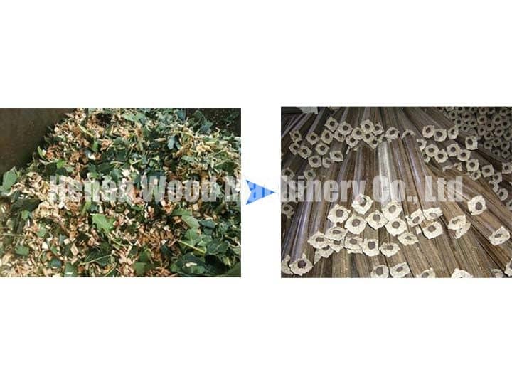 leaves and wood chips