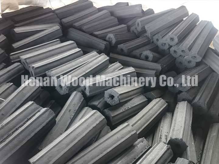 charcoal briquettes of hexagon shape