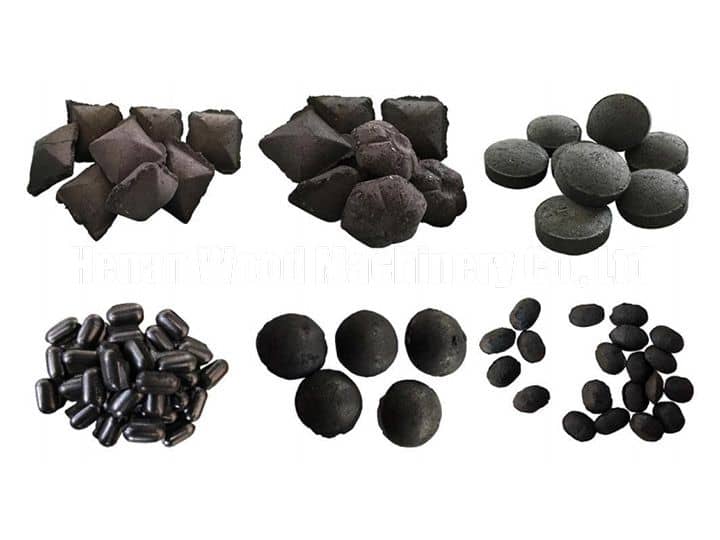 charcoal balls in many shapes